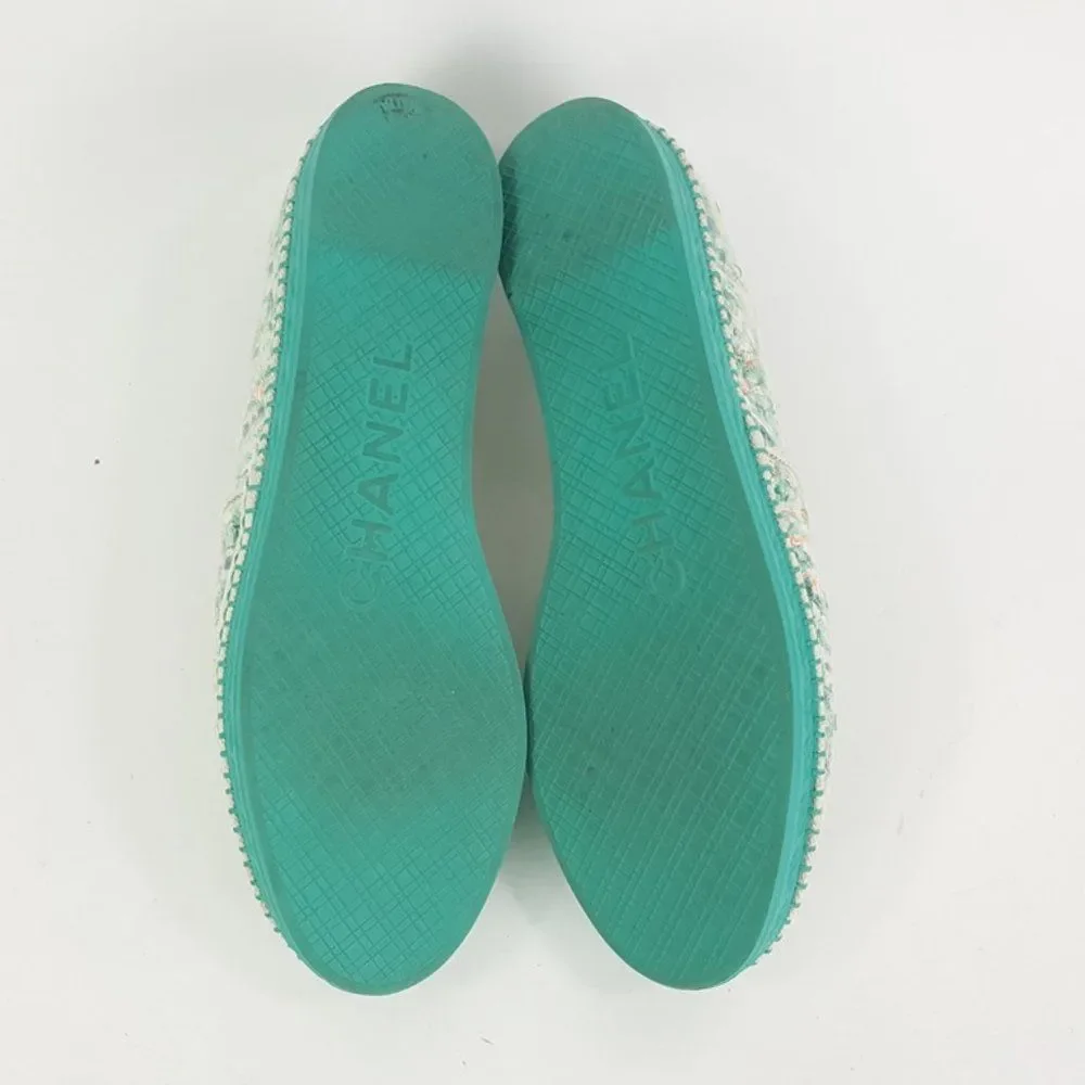 Chanel Green Multi PVC Tweed CC Slip On Espadrilles Shoes Size 39 - Picture 5 of 7